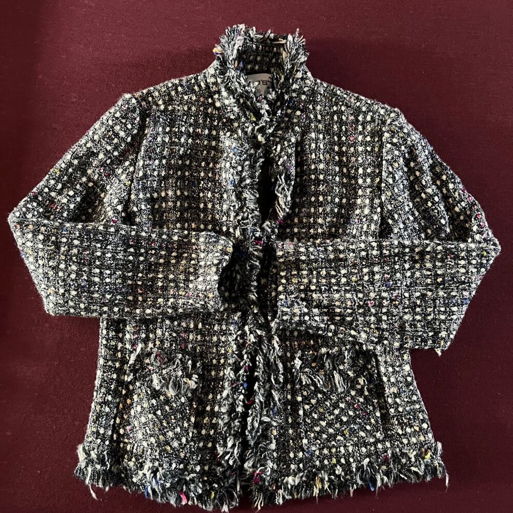 Chico's Multicolored Fringed Fitted Open-Front Blazer -- Size 0